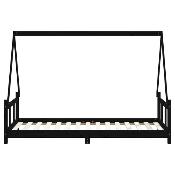 Children's bed frame 90x190 cm black solid pine