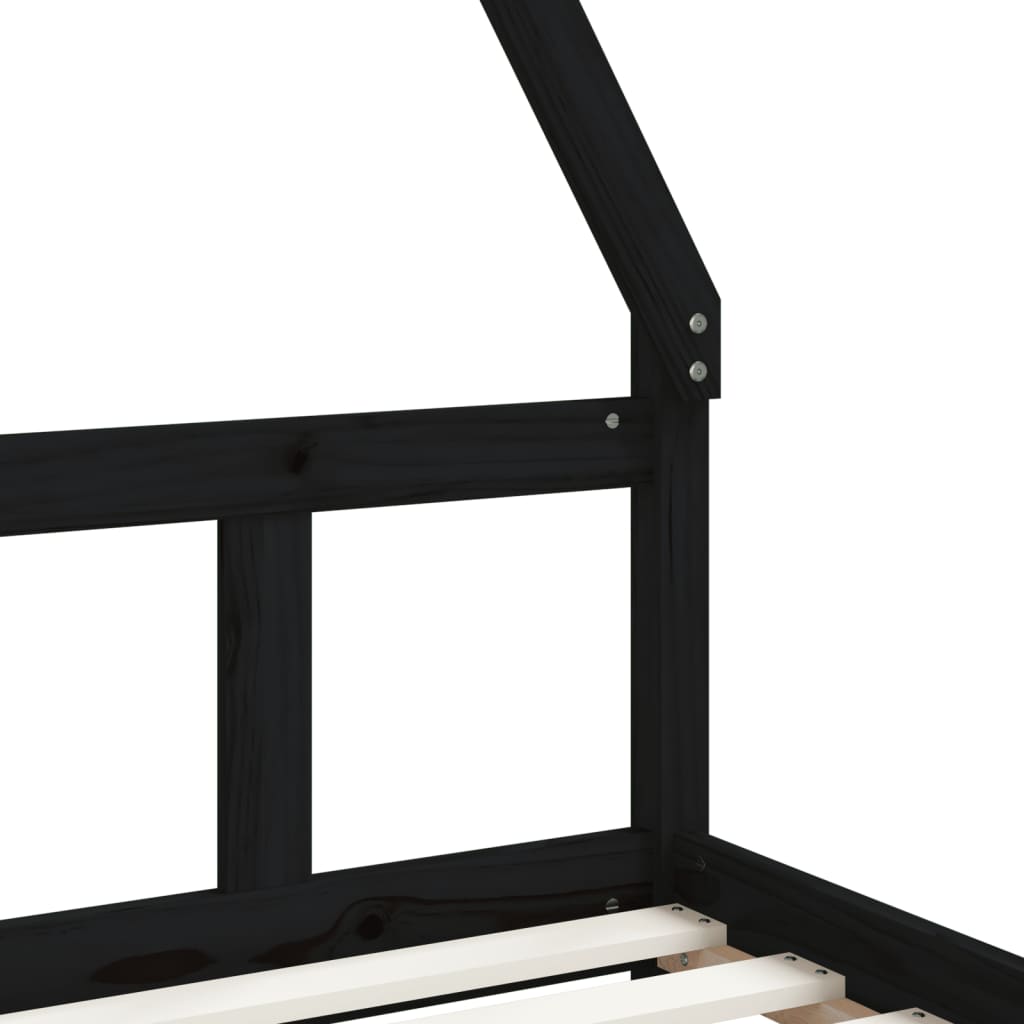 Children's bed frame 90x190 cm black solid pine