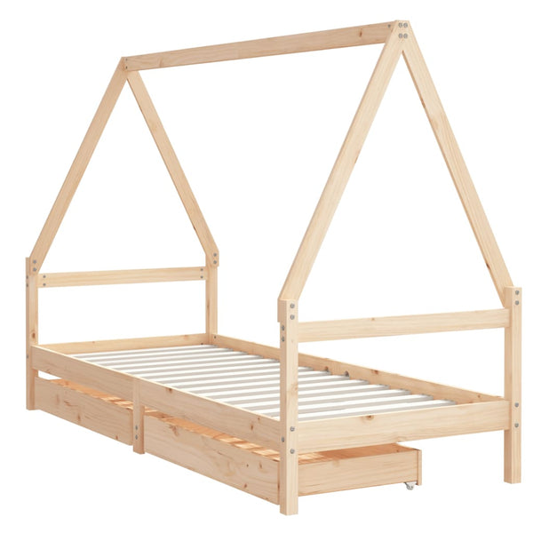 Estrutura de cama infantil c/ gavetas 80x200 cm pinho maciço
