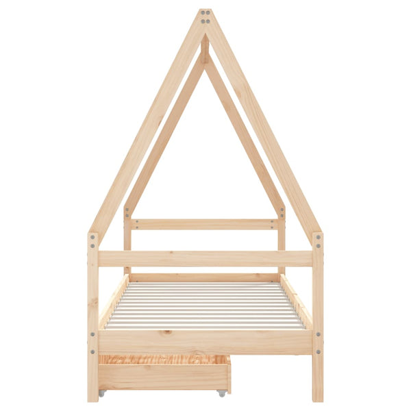 Children's bed frame with drawers 80x200 cm solid pine