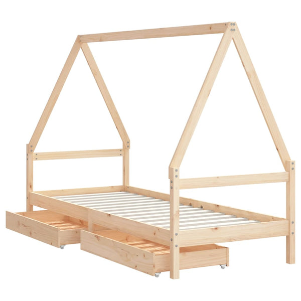 Estructura de cama infantil con cajones 90x200 cm pino macizo