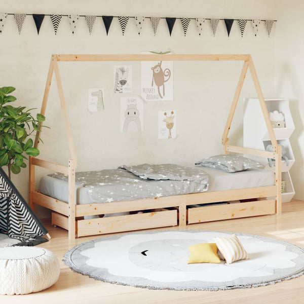 Estructura de cama infantil con cajones 90x200 cm pino macizo