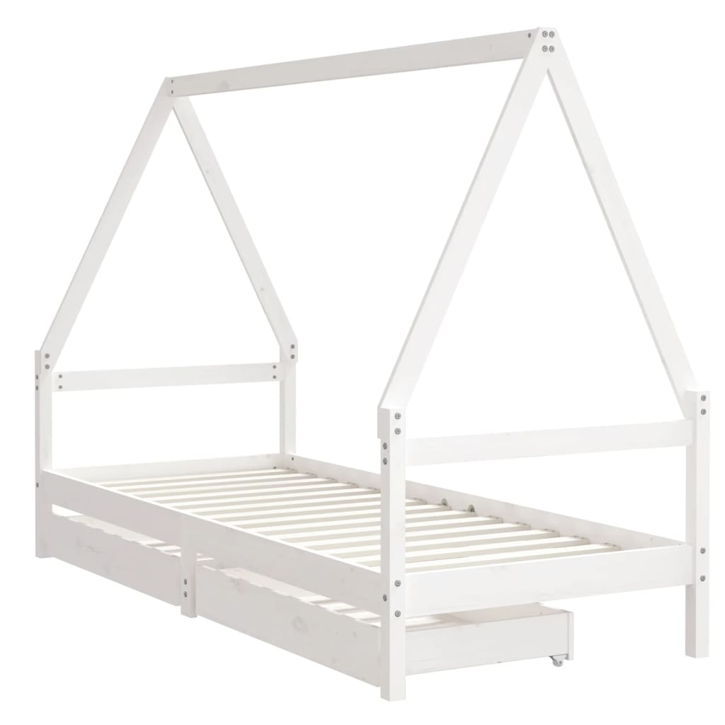 Estructura de cama infantil con cajones 90x200 cm pino macizo blanco