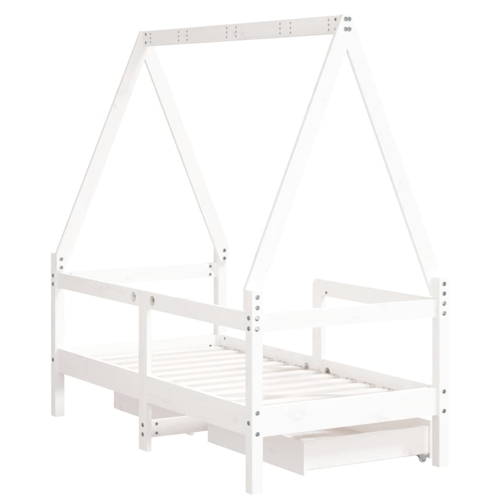 Estructura de cama infantil con cajones 70x140 cm pino macizo blanco