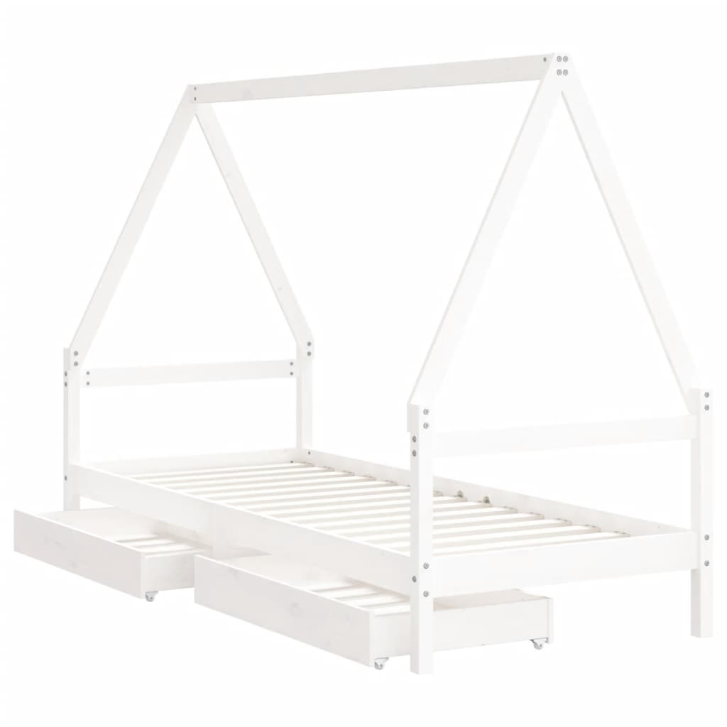 Estructura de cama infantil con cajones 90x190cm pino macizo blanco