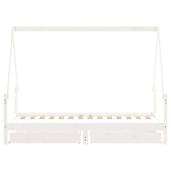 Estrutura cama infantil c/ gavetas 90x190cm pinho maciço branco