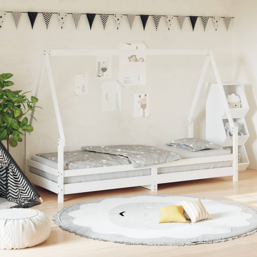 Estructura de cama infantil 80x200 cm pino macizo blanco