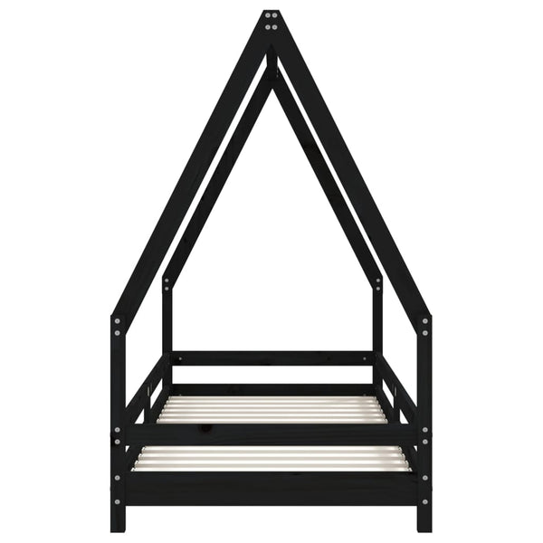 Estructura de cama infantil de pino macizo negro 80x200 cm