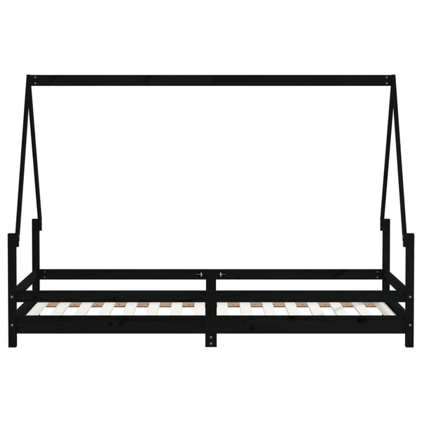 Estructura de cama infantil de pino macizo negro 80x200 cm