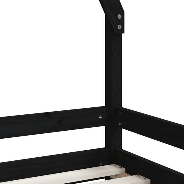 Children's bed frame 80x200 cm black solid pine