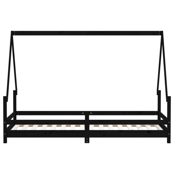 Children's bed frame 90x200 cm black solid pine