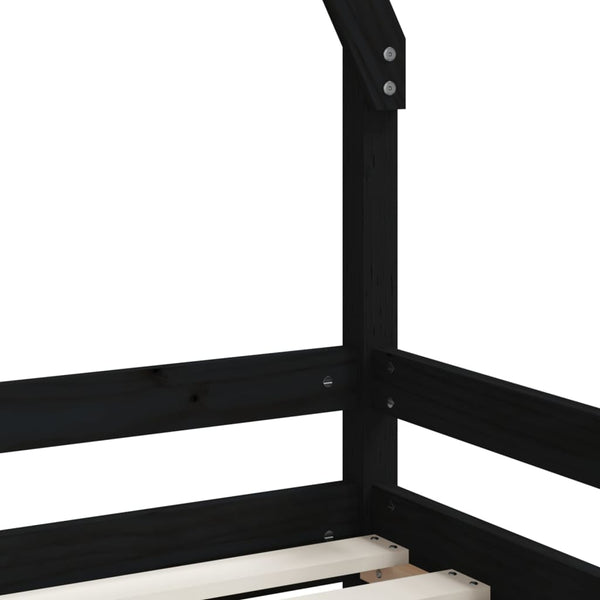 Children's bed frame 90x200 cm black solid pine