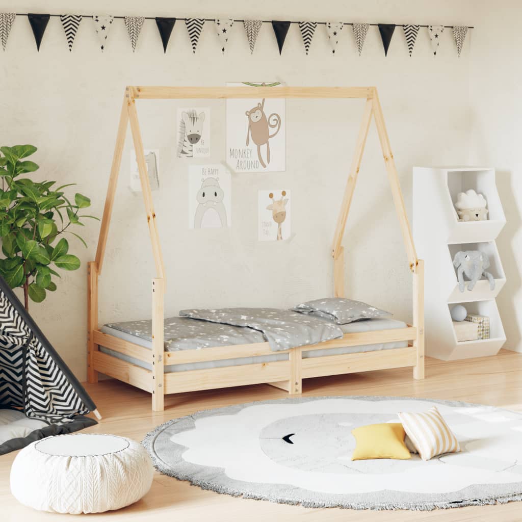 Estructura de cama infantil de pino macizo 70x140 cm