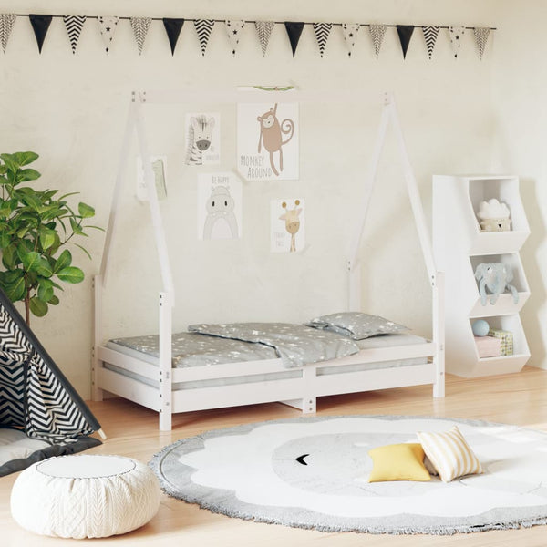 Estructura de cama infantil 70x140 cm pino macizo blanco