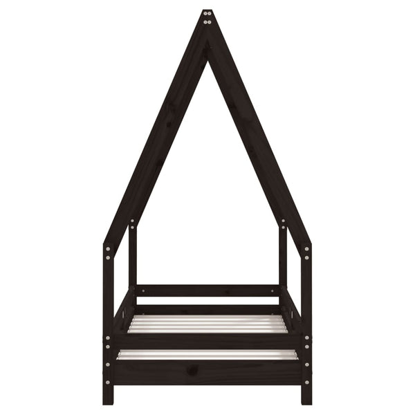 Estructura de cama infantil 70x140 cm pino macizo negro