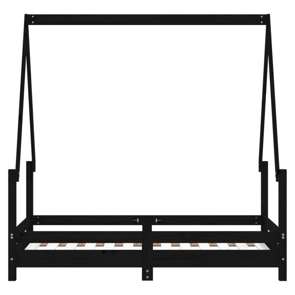 Children's bed frame 70x140 cm black solid pine