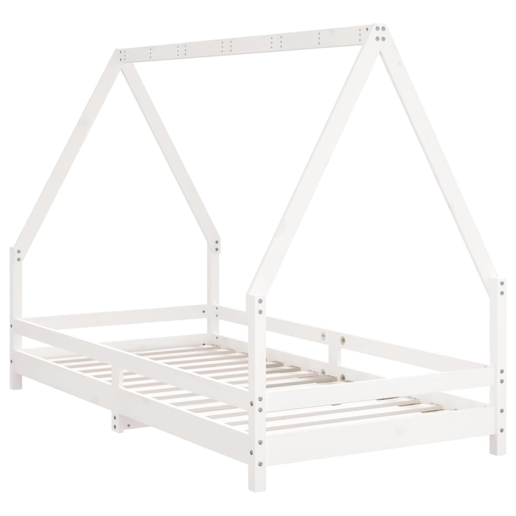 Estructura de cama infantil 90x190 cm pino macizo blanco