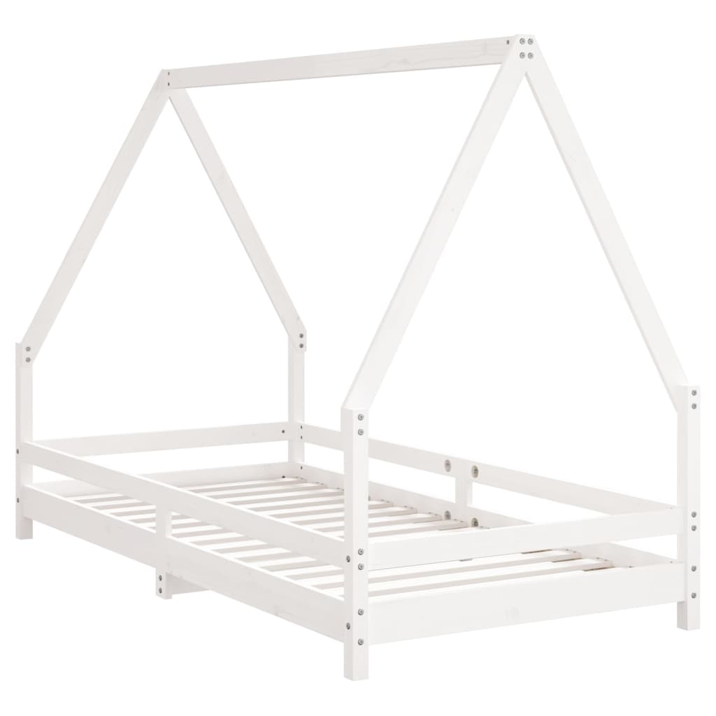 Estructura de cama infantil 90x190 cm pino macizo blanco