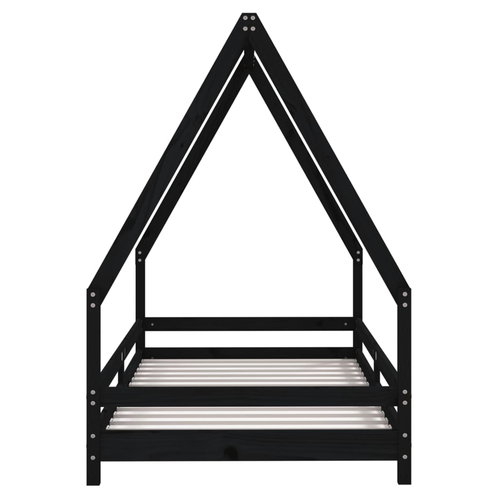 Estructura de cama infantil 90x190 cm pino macizo negro