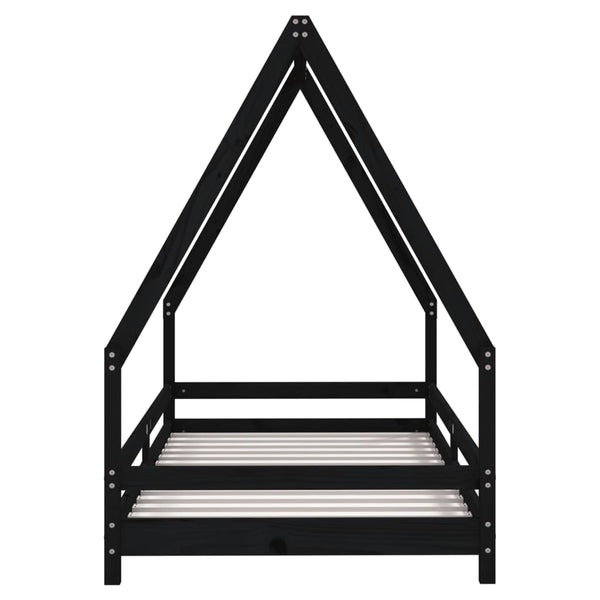 Estructura de cama infantil 90x190 cm pino macizo negro