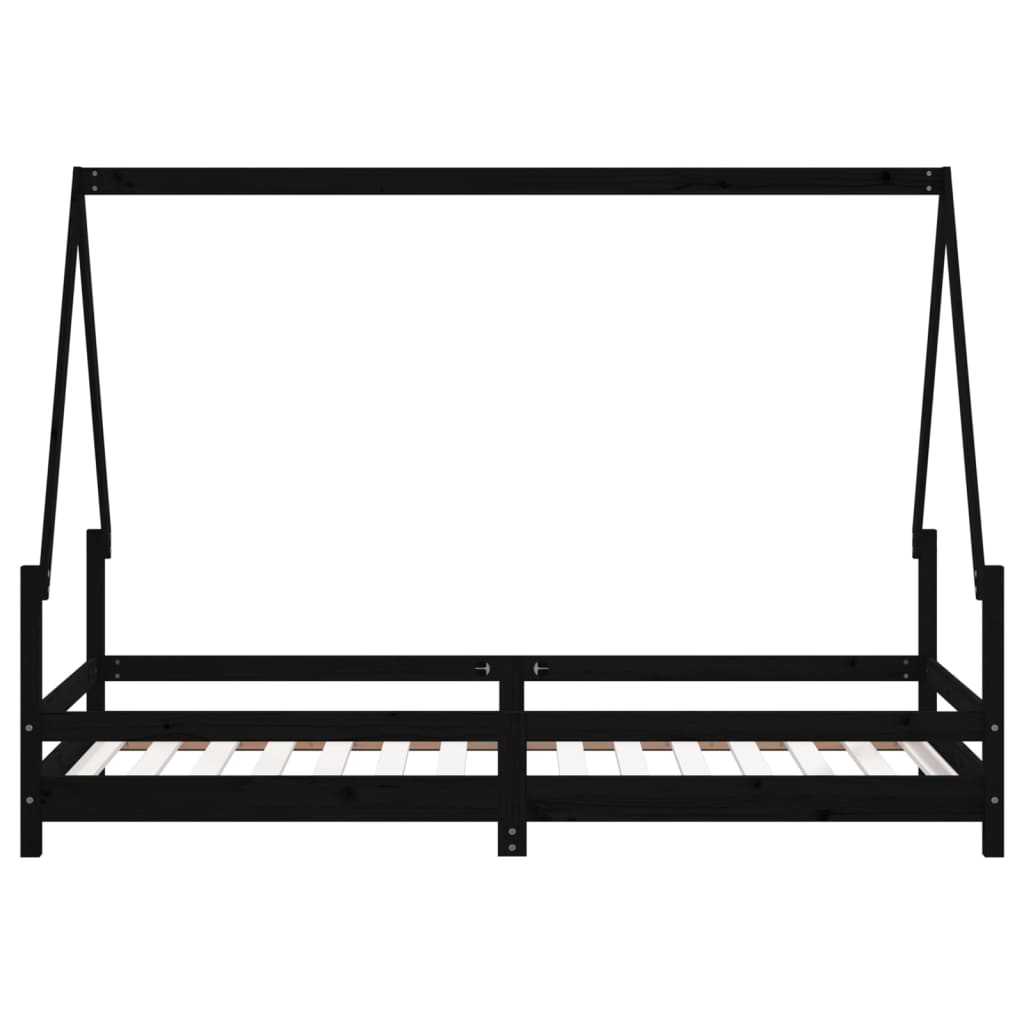 Estrutura de cama infantil 90x190 cm pinho maciço preto