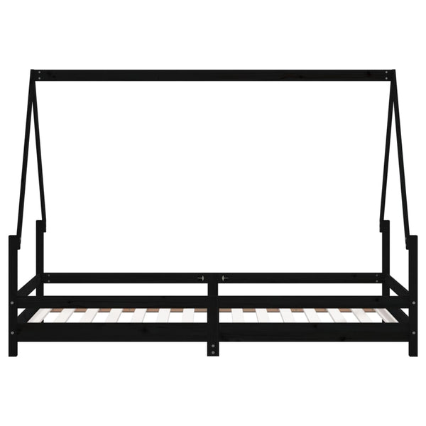 Children's bed frame 90x190 cm black solid pine