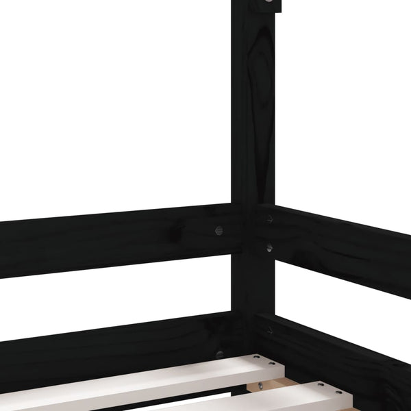 Children's bed frame 90x190 cm black solid pine