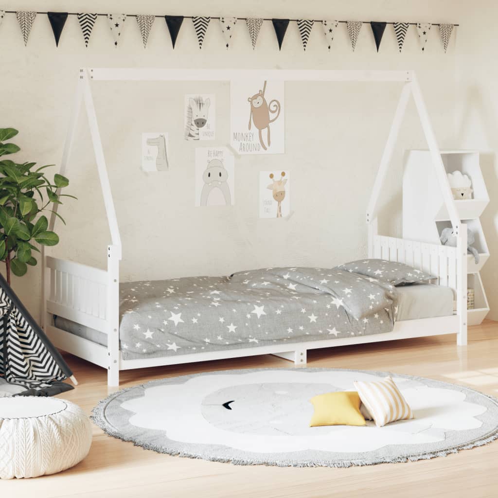 Estrutura de cama infantil 80x200 cm pinho maciço branco