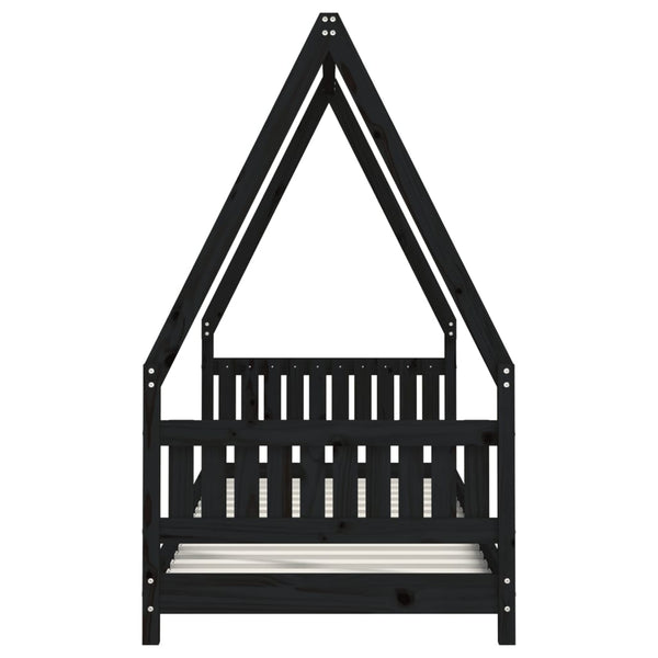 Children's bed frame 80x200 cm black solid pine