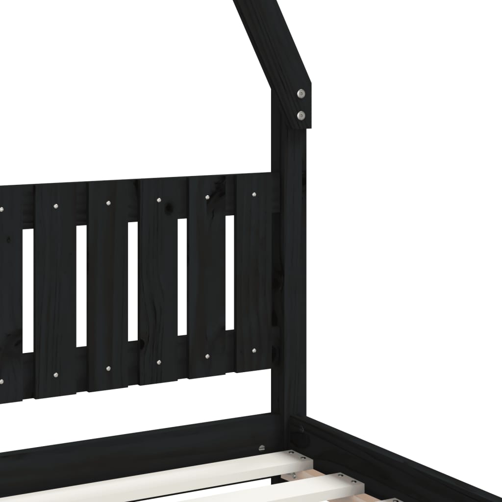 Children's bed frame 80x200 cm black solid pine