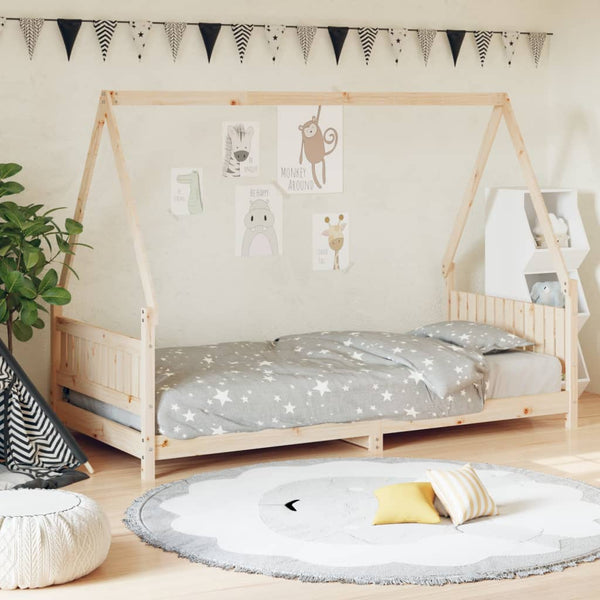 Estructura de cama infantil de pino macizo 90x200 cm