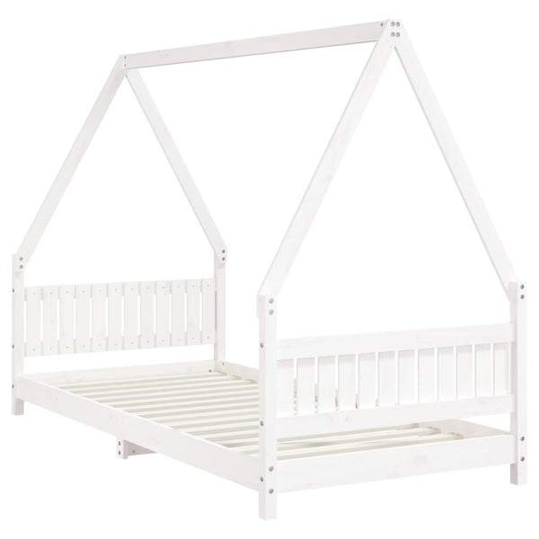 Estructura de cama infantil 90x200 cm pino macizo blanco