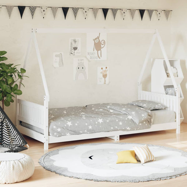 Estructura de cama infantil 90x200 cm pino macizo blanco