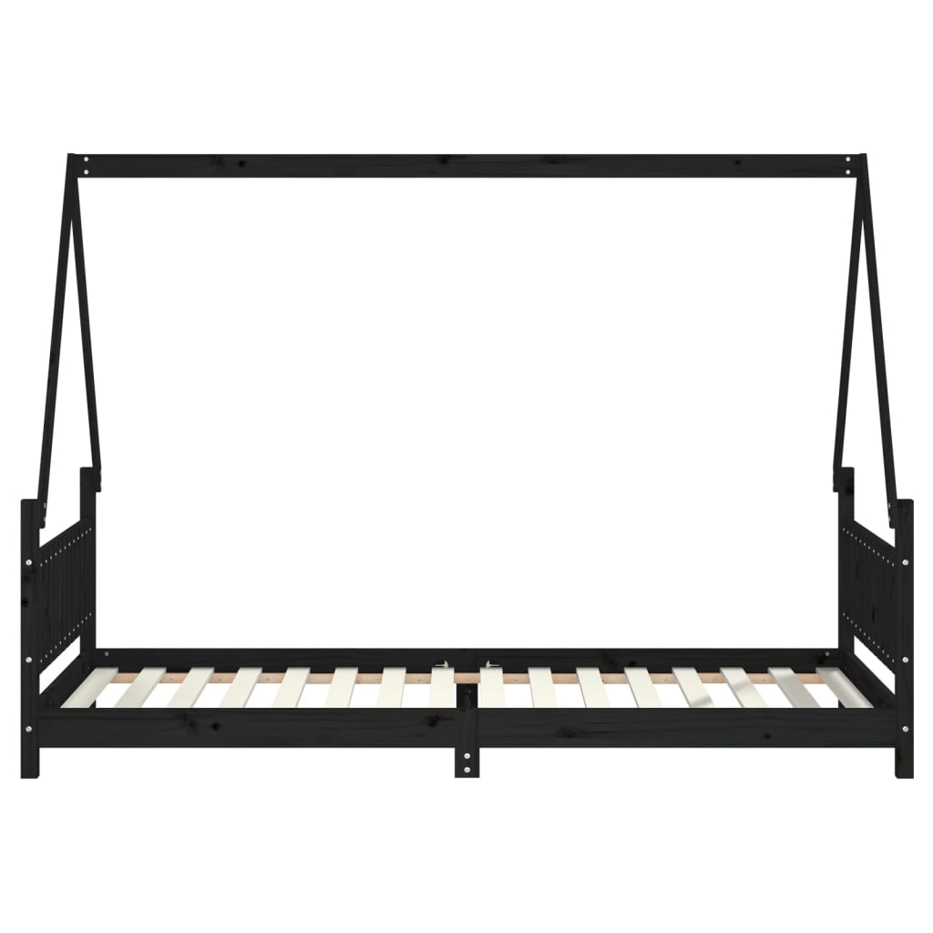 Estructura de cama infantil 90x200 cm pino macizo negro