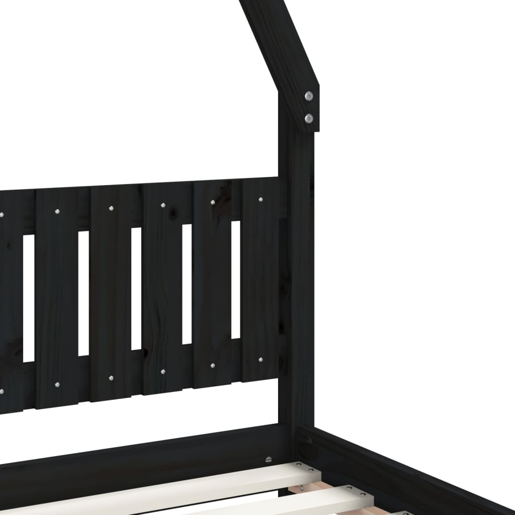 Children's bed frame 90x200 cm black solid pine