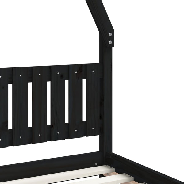 Estructura de cama infantil 90x200 cm pino macizo negro