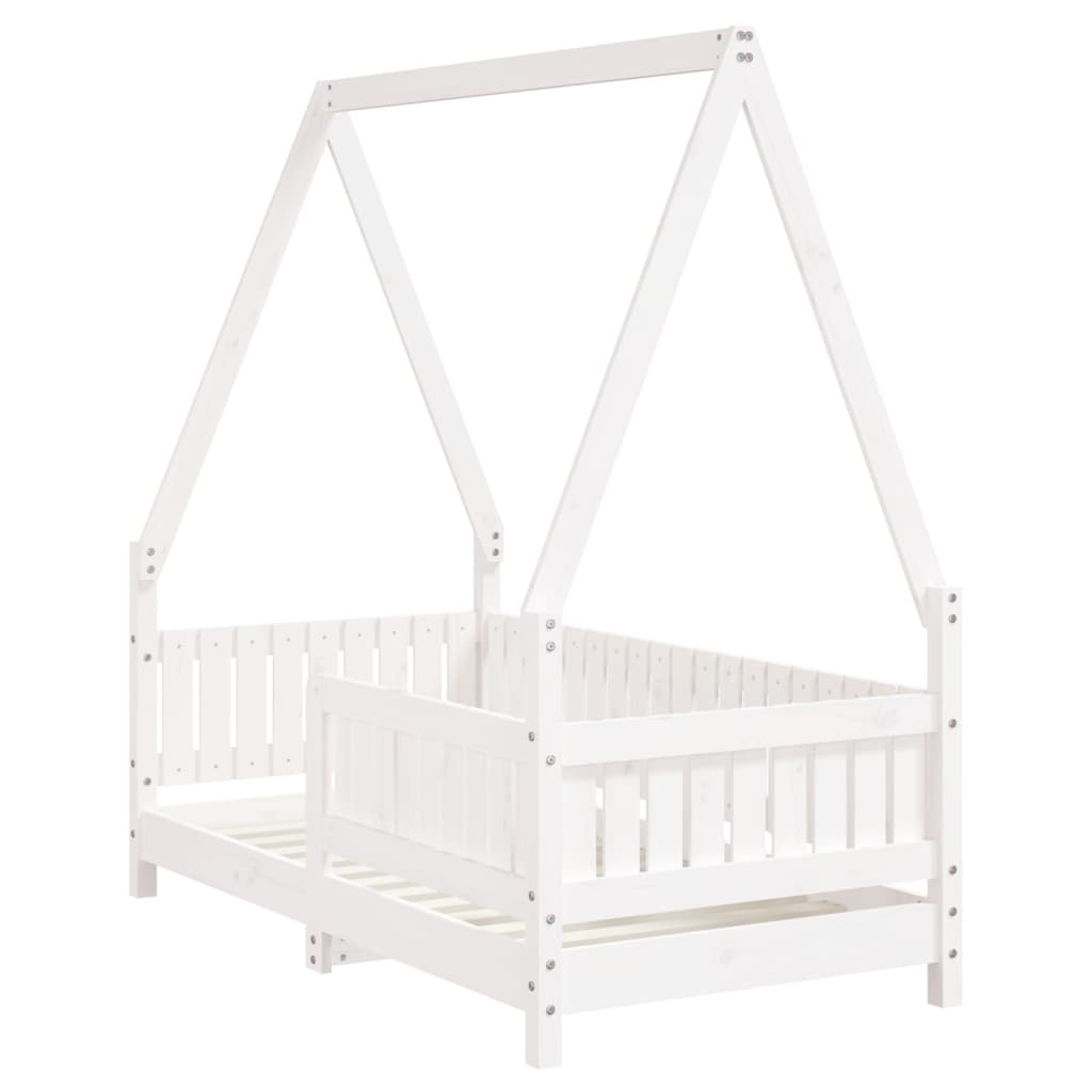 Estructura de cama infantil 70x140 cm pino macizo blanco