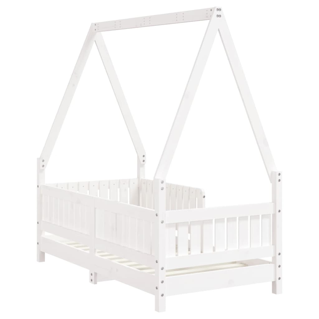 Estructura de cama infantil 70x140 cm pino macizo blanco