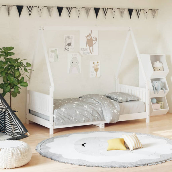 Estructura de cama infantil 80x160 cm pino macizo blanco