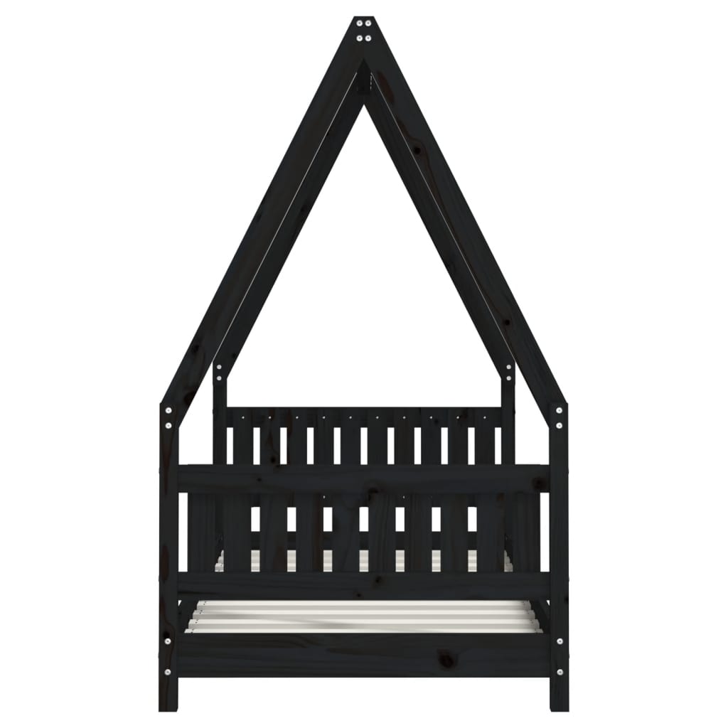 Children's bed frame 80x160 cm black solid pine