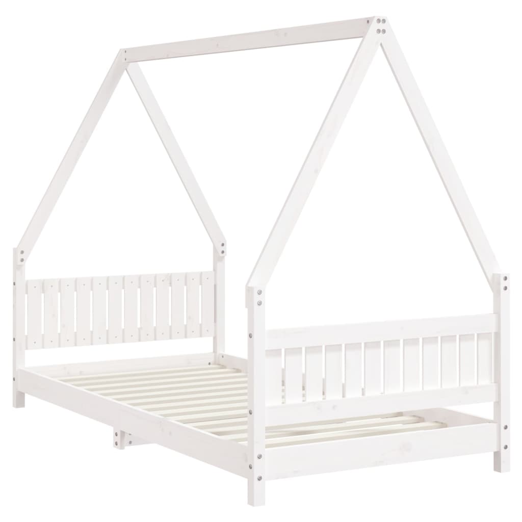 Estructura de cama infantil 90x190 cm pino macizo blanco