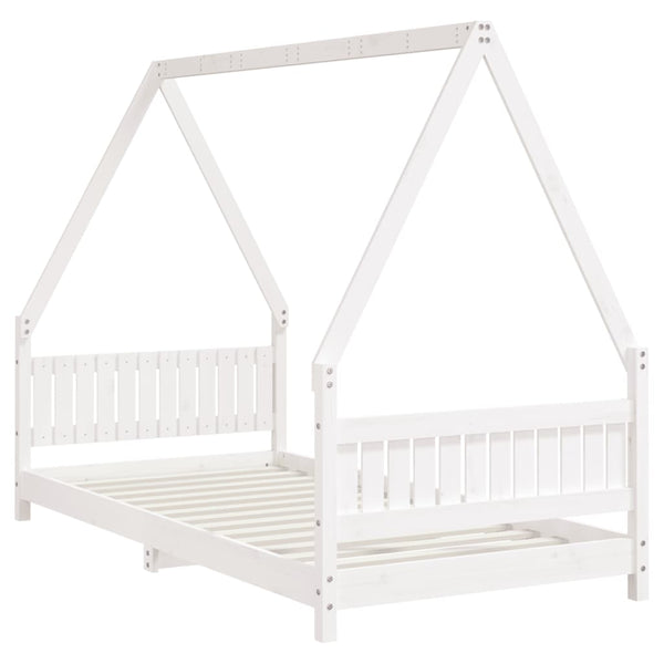 Estructura de cama infantil 90x190 cm pino macizo blanco