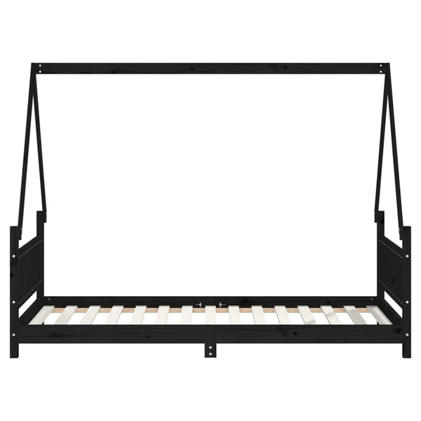 Estructura de cama infantil 90x190 cm pino macizo negro