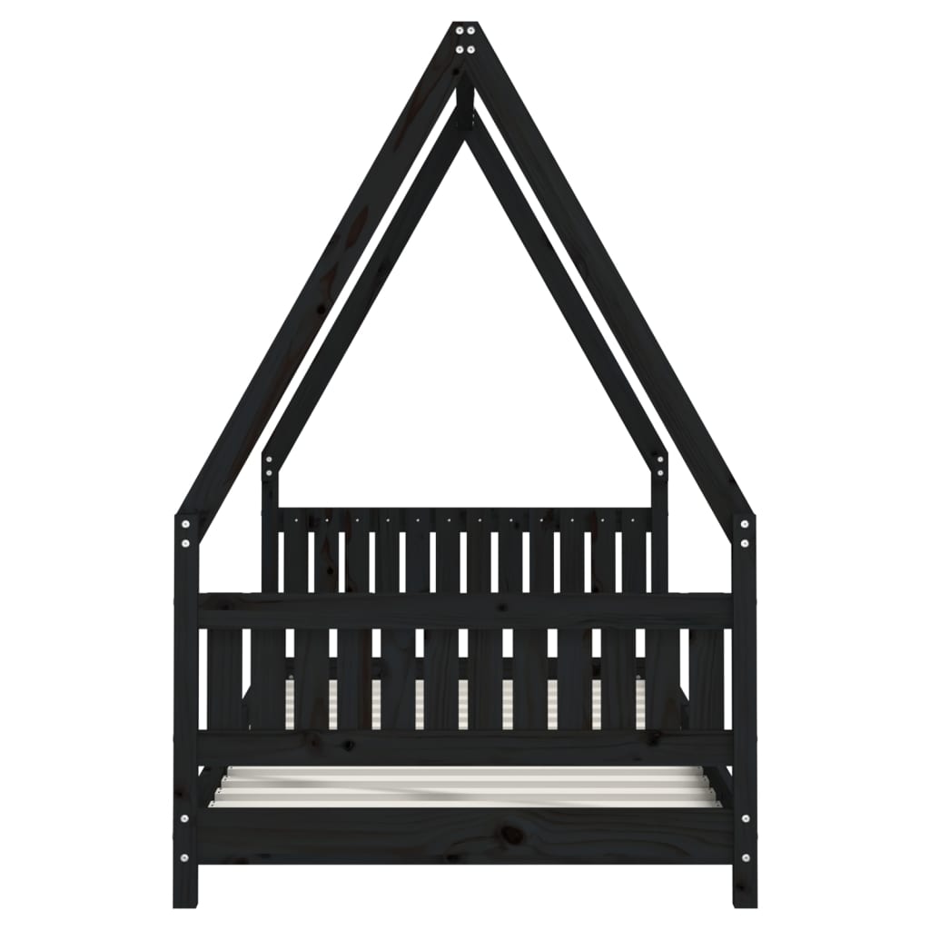 Children's bed frame 90x190 cm black solid pine