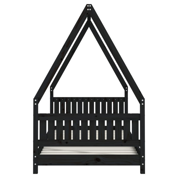 Children's bed frame 90x190 cm black solid pine