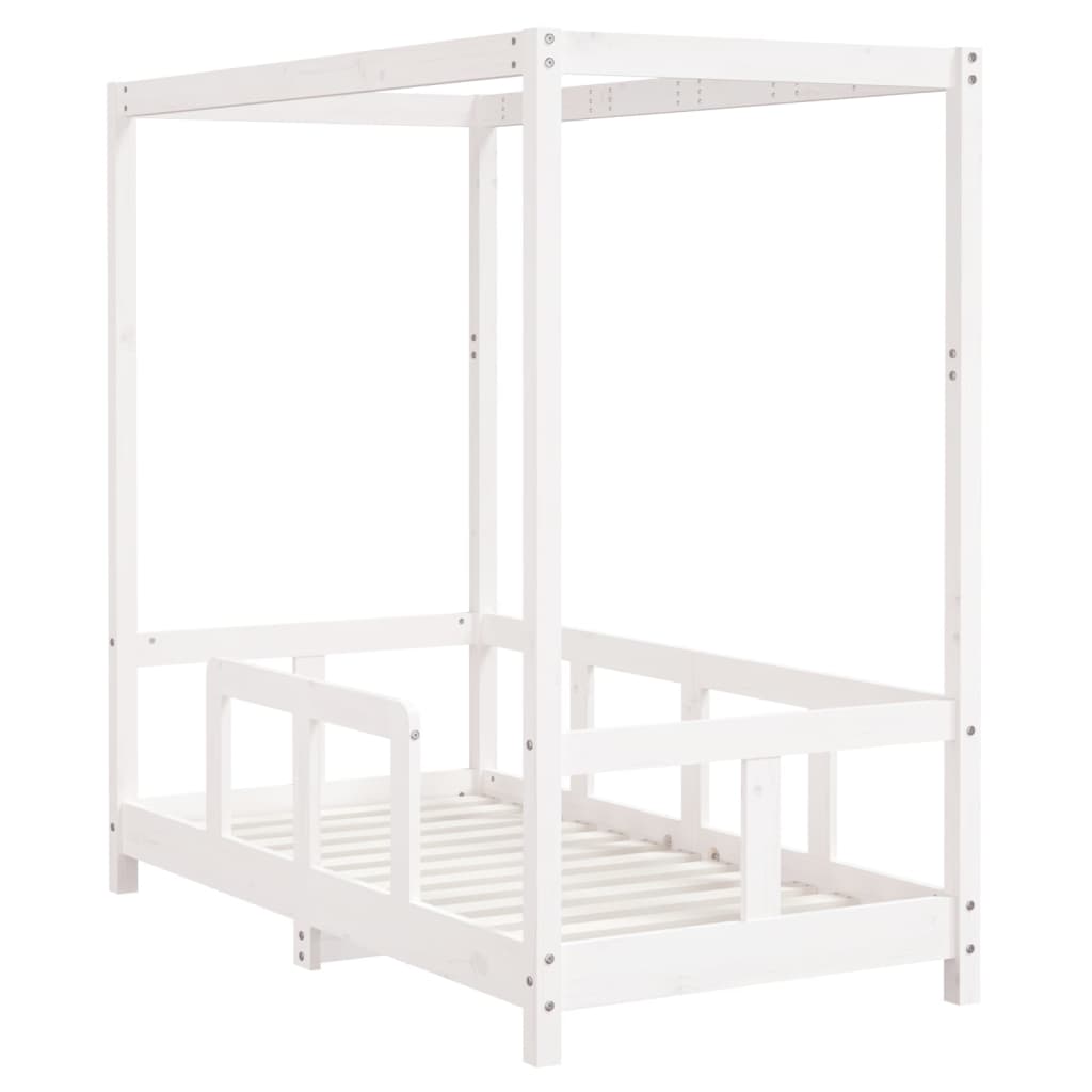 Estructura de cama infantil 70x140 cm pino macizo blanco