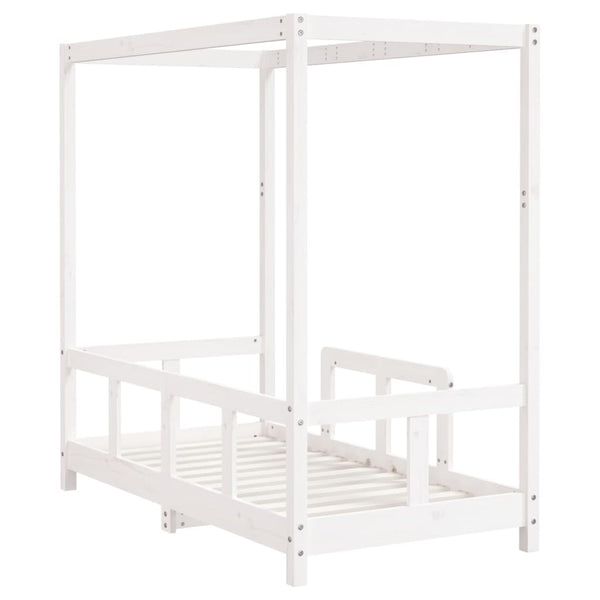 Estructura de cama infantil 70x140 cm pino macizo blanco