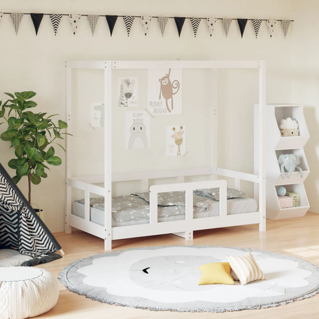 Estructura de cama infantil 70x140 cm pino macizo blanco