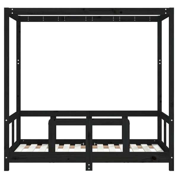 Children's bed frame 70x140 cm black solid pine