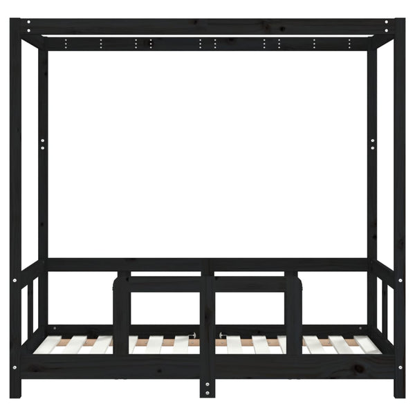 Estrutura de cama infantil 70x140 cm pinho maciço preto